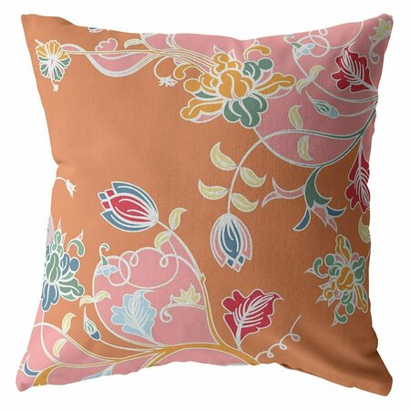 PALACEDESIGNS 18 in. Garden Indoor & Outdoor Zippered Throw Pillow Pink & Orange PA3104348